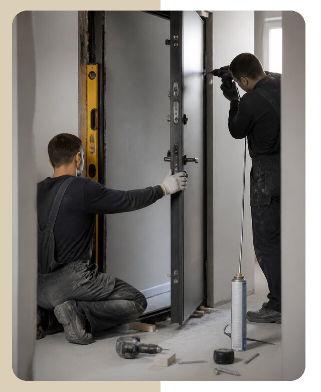 Установка сейфовой двери под ключ для квартиры в Домодедове